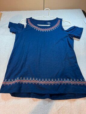 Women’s St John’s Bay Navy Cold Shoulder Top